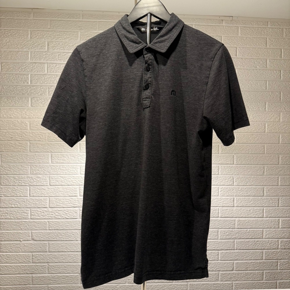 TravisMathew Men's Gray Heathered Polo Shirt Size M Golf Casual Short Sleeve